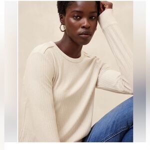 Banana Republic NWT Sz S Drop needle soft ribbed  long-sleeve cotton top